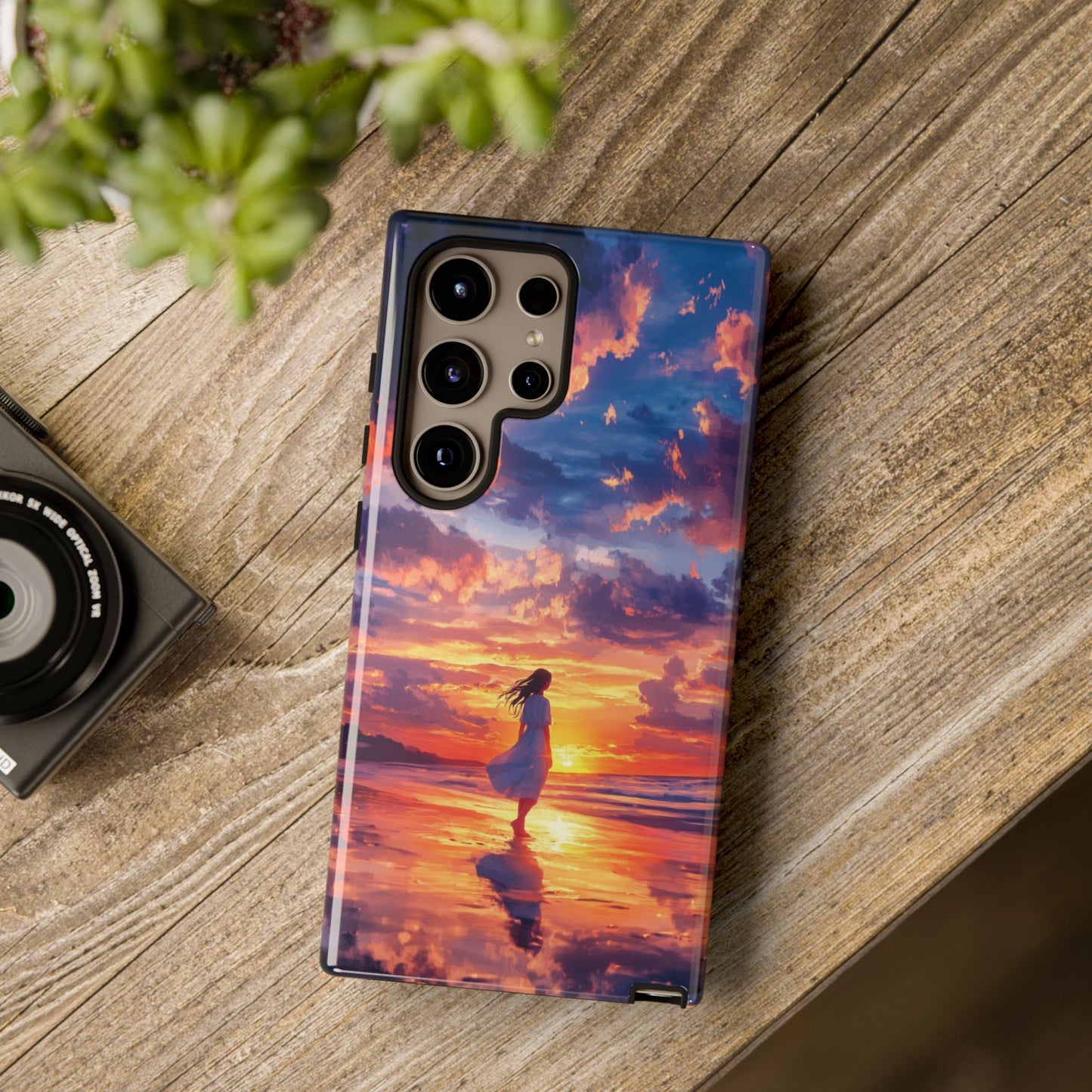 Beach Sunset iPhone Case, Ocean Sunset Mobile Case, iPhone 16 Pro Max Tough Case, Samsung Galaxy, Pixel, iPhone 15 MagSafe, Beach Phone Case
