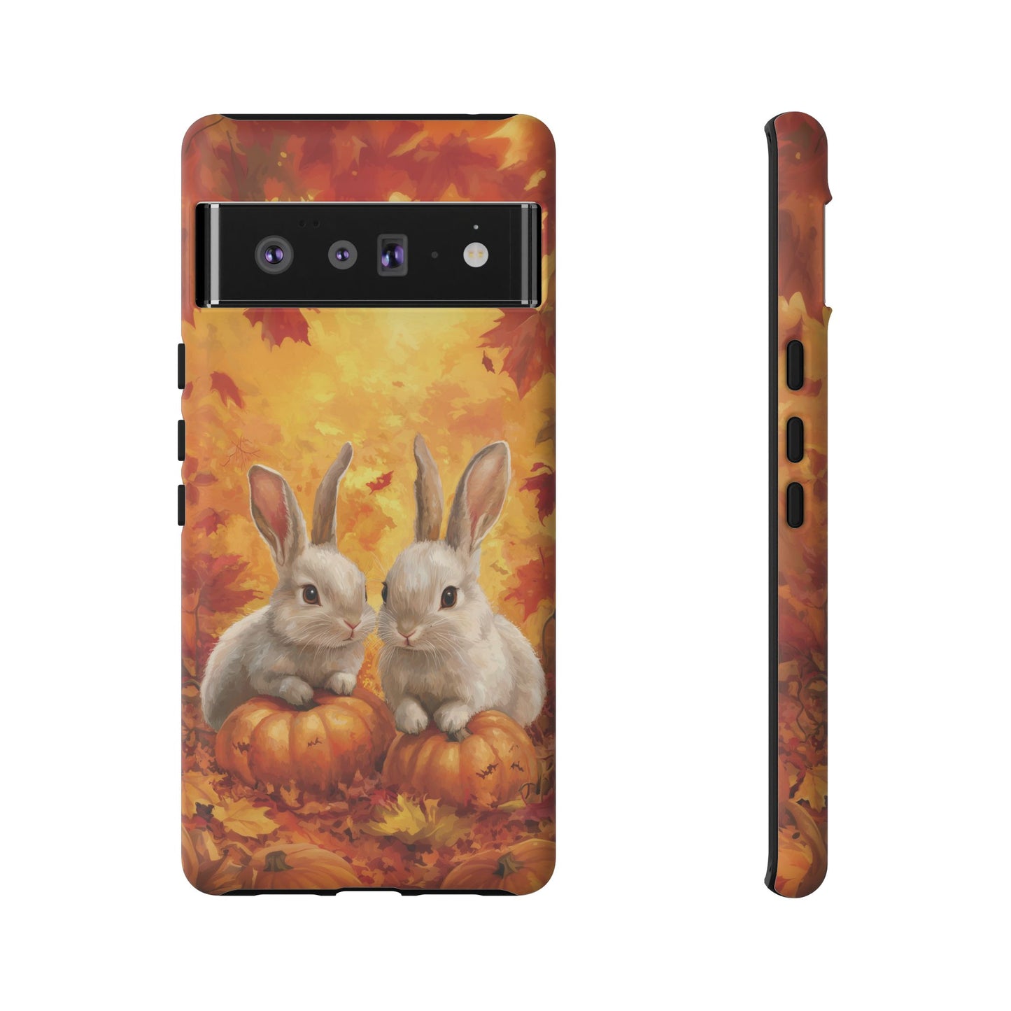 Autumn Rabbits Halloween Case, Tough Case for iPhone, Samsung, Pixel, Fall Leaves Though Case, Phone Case, Stylish Case, Dual Layer Case