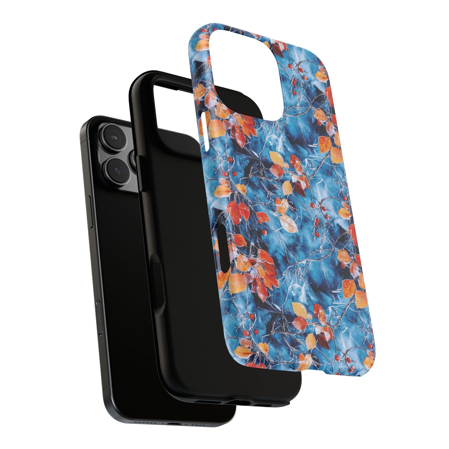 Frozen Leaves Phone Case, Frosty Autumn Mobile Case, Winter Leaves iPhone 16 Pro Max Tough Case, Samsung Galaxy, Pixel, iPhone 15 MagSafe