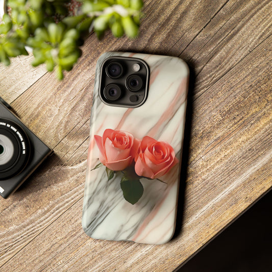 Pink Roses Phone Case - Rose Marble Tough Case