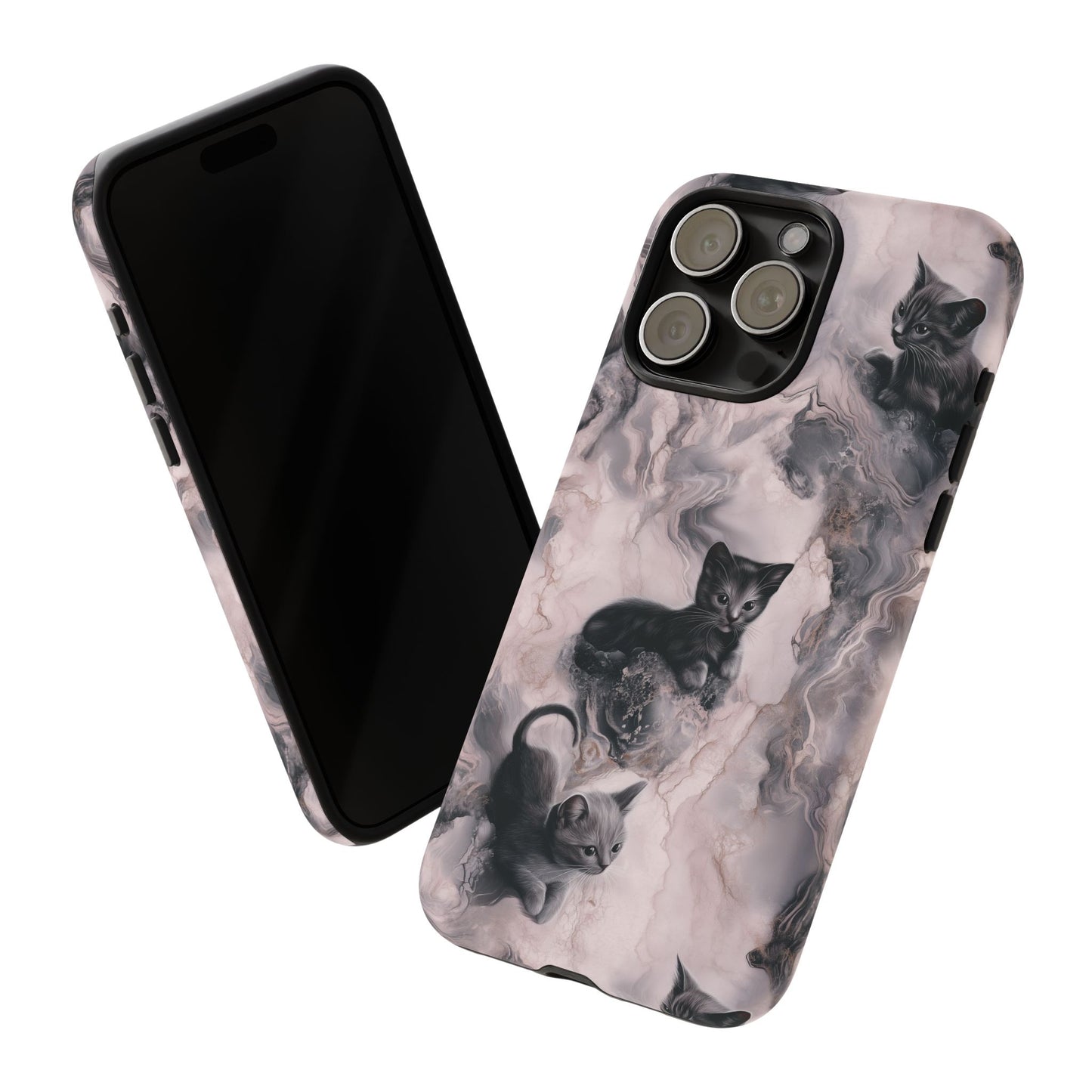 Cats Marble Phone Case - Black Cats Tough Case