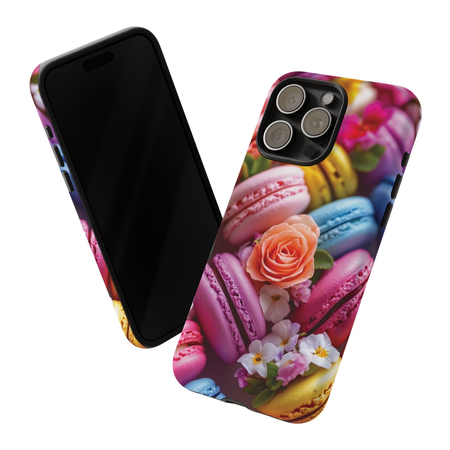 Macaron Flowers Phone Case, Colorful iPhone 16 Pro Max MagSafe Tough Case, Samsung Galaxy, Pixel, Gift for Cake Lover, Baking, Cookies, Rose