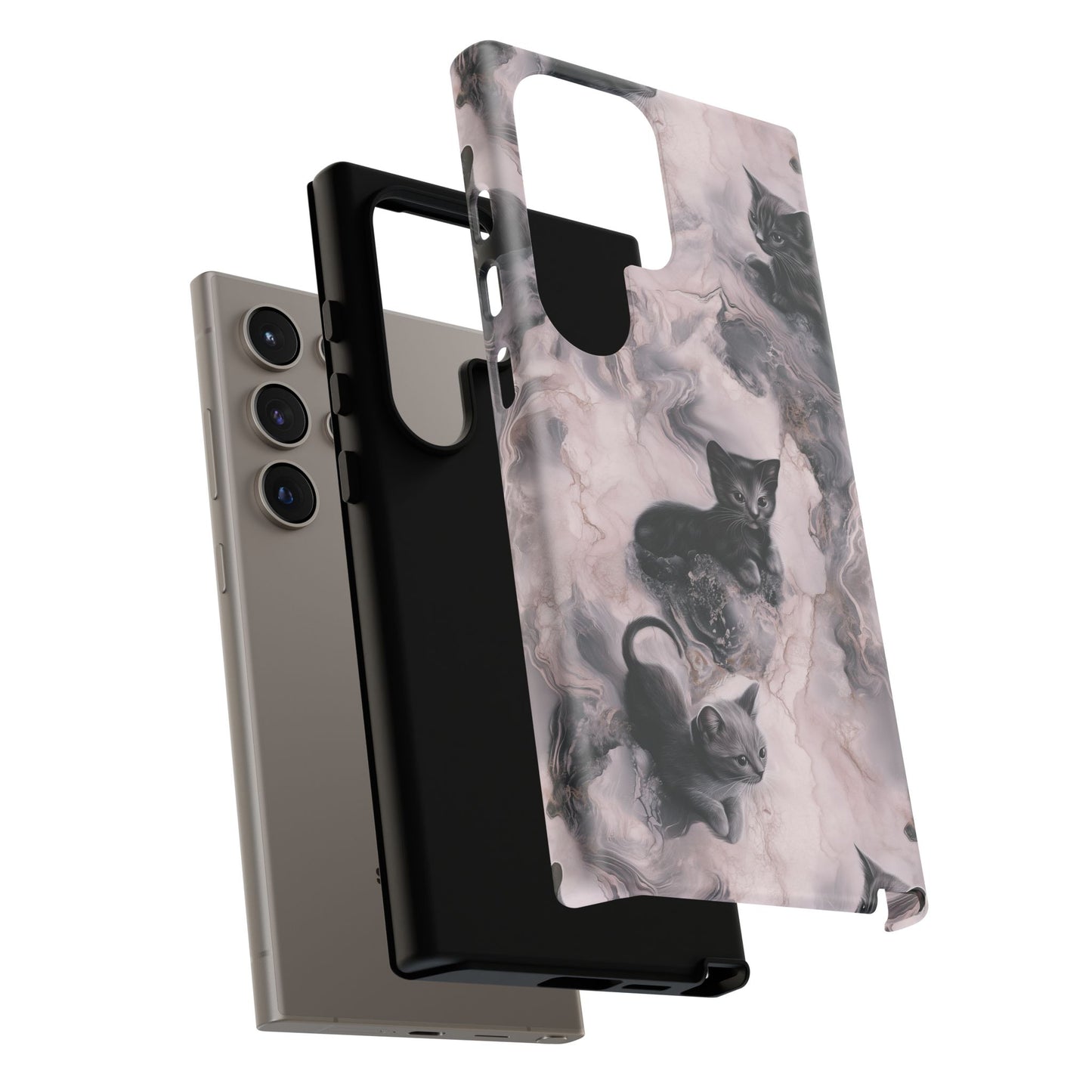 Cats Marble Phone Case - Black Cats Tough Case