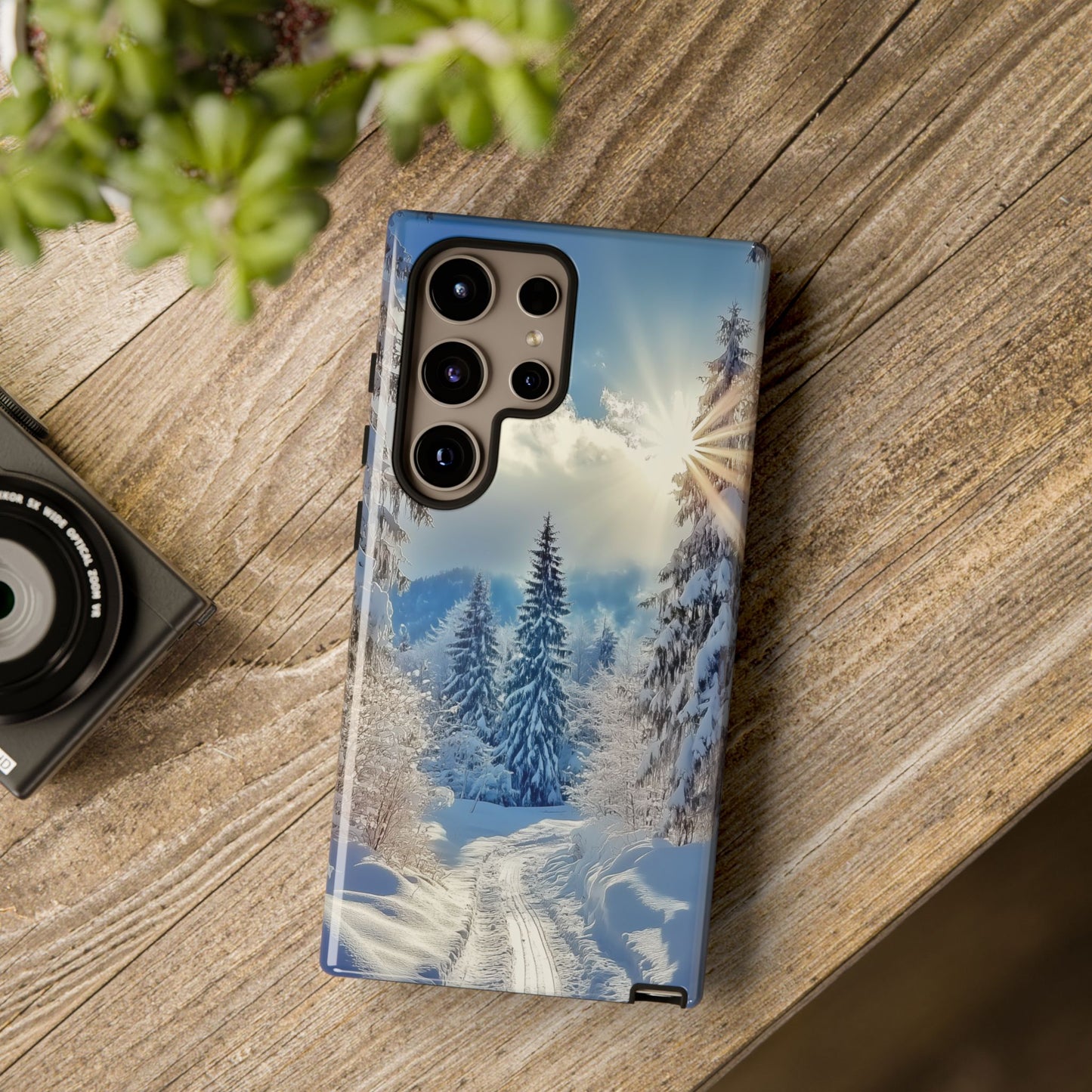 Winter Skiing Phone Case, Snowy Forest Ski Mobile Case, Winter Forest Case, Gift for Skiing Lover, iPhone Tough Case, Samsung Galaxy, Pixel