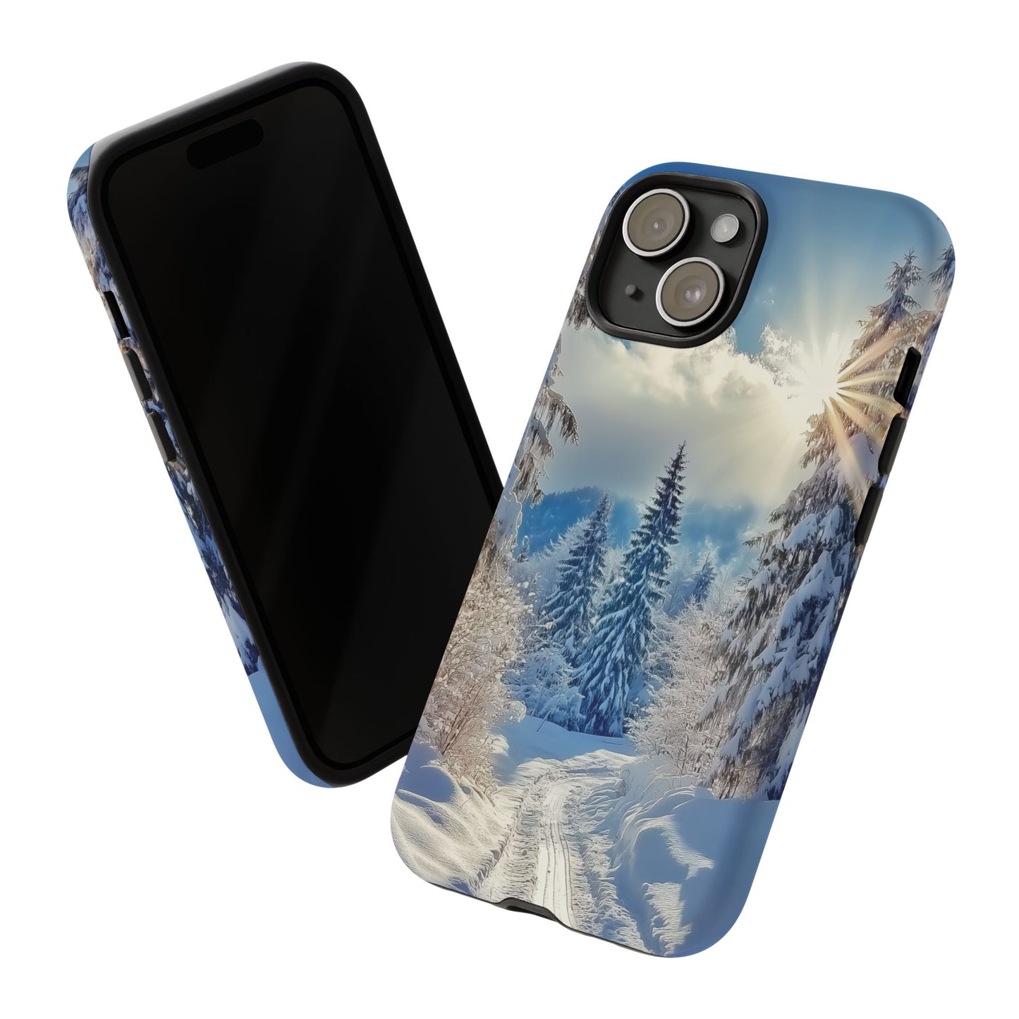 Winter Skiing Phone Case, Snowy Forest Ski Mobile Case, Winter Forest Case, Gift for Skiing Lover, iPhone Tough Case, Samsung Galaxy, Pixel