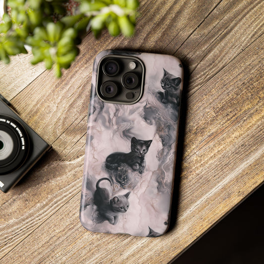 Cats Marble Phone Case - Black Cats Tough Case