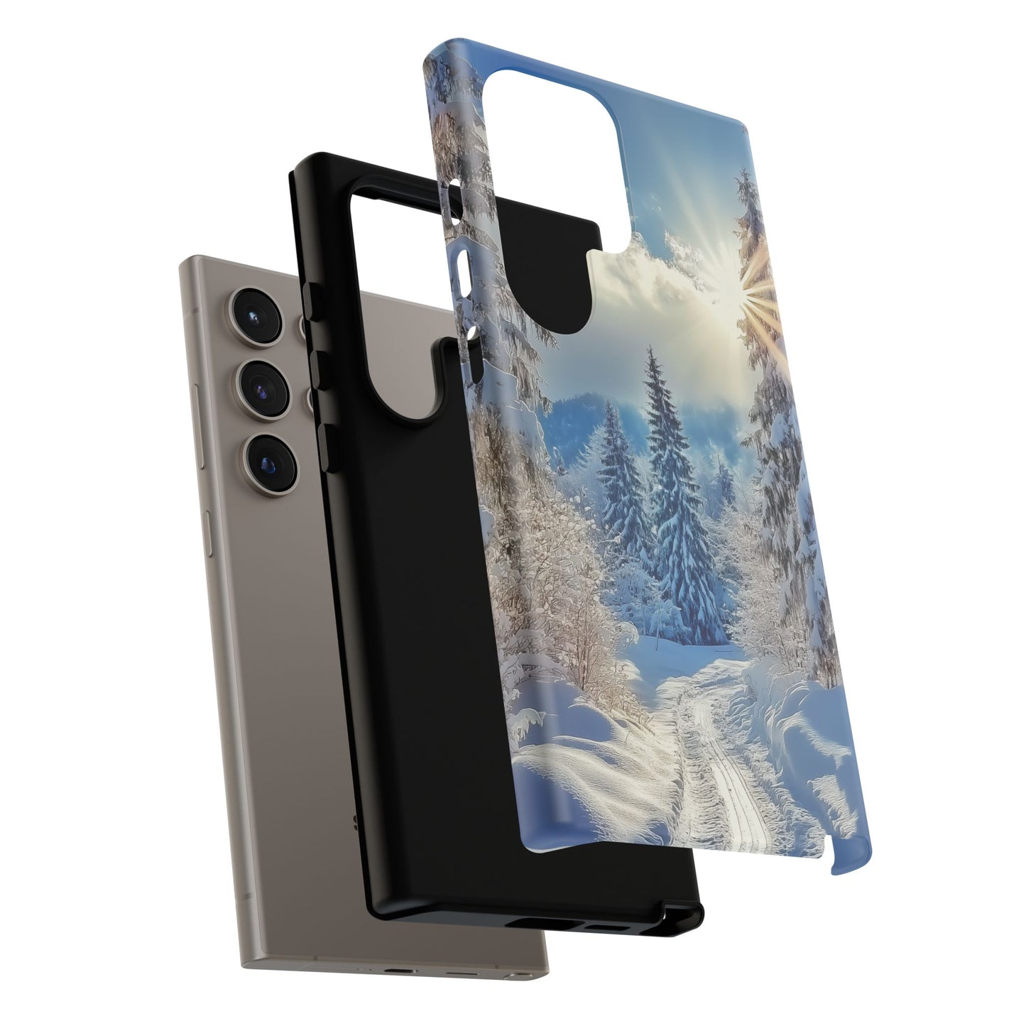 Winter Skiing Phone Case, Snowy Forest Ski Mobile Case, Winter Forest Case, Gift for Skiing Lover, iPhone Tough Case, Samsung Galaxy, Pixel