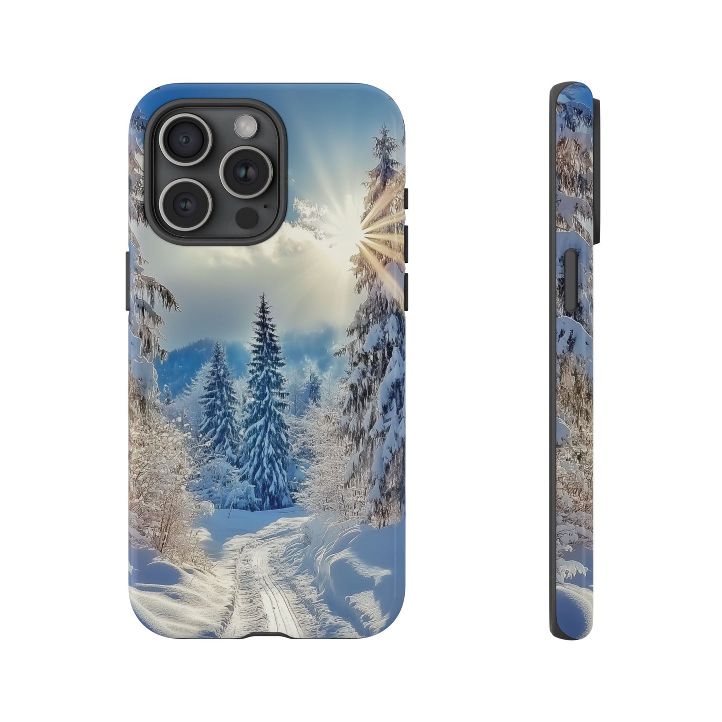 Winter Skiing Phone Case, Snowy Forest Ski Mobile Case, Winter Forest Case, Gift for Skiing Lover, iPhone Tough Case, Samsung Galaxy, Pixel