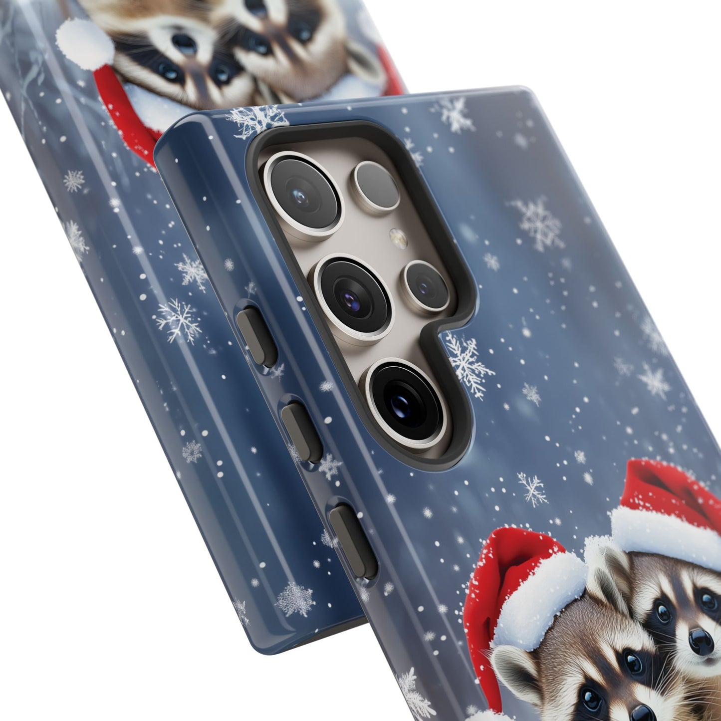 Santa Raccoons iPhone Case, Christmas Raccoons Mobile Case, Snowy iPhone 16 Pro Max Tough Case, Samsung Galaxy, Pixel, iPhone 15 MagSafe