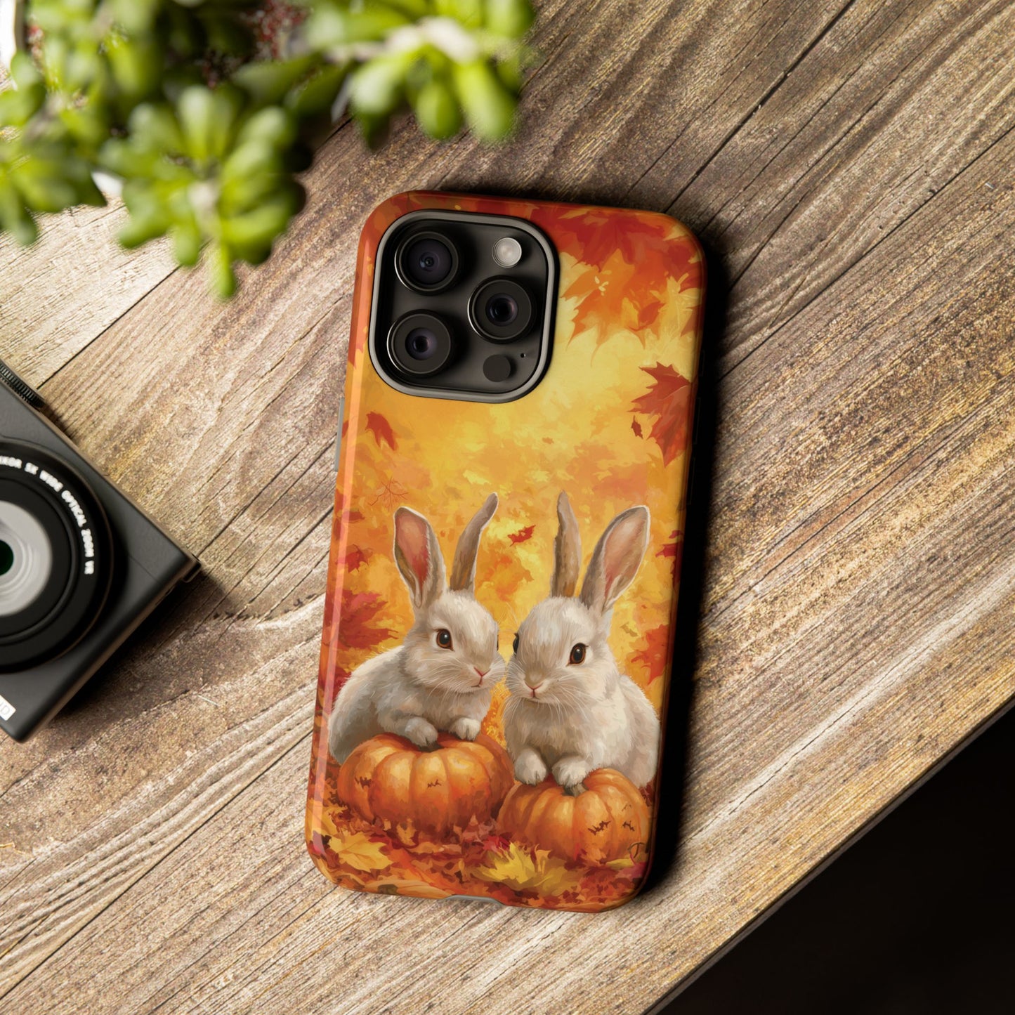 Autumn Rabbits Halloween Case, Tough Case for iPhone, Samsung, Pixel, Fall Leaves Though Case, Phone Case, Stylish Case, Dual Layer Case