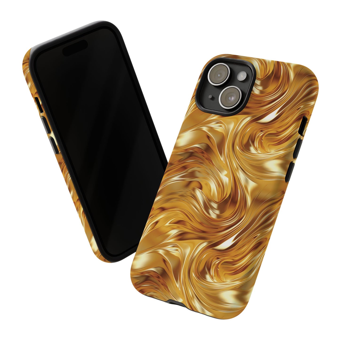 Golden Swirl Phone Case, Luxury Gold Mobile Case, Beautiful iPhone 16 Pro Max Tough Case, Samsung Galaxy, Pixel, Trendy iPhone 15 MagSafe