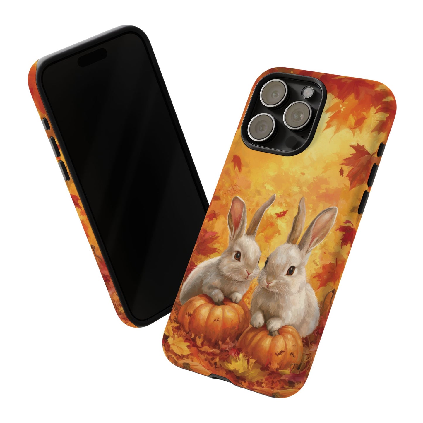 Autumn Rabbits Halloween Case, Tough Case for iPhone, Samsung, Pixel, Fall Leaves Though Case, Phone Case, Stylish Case, Dual Layer Case