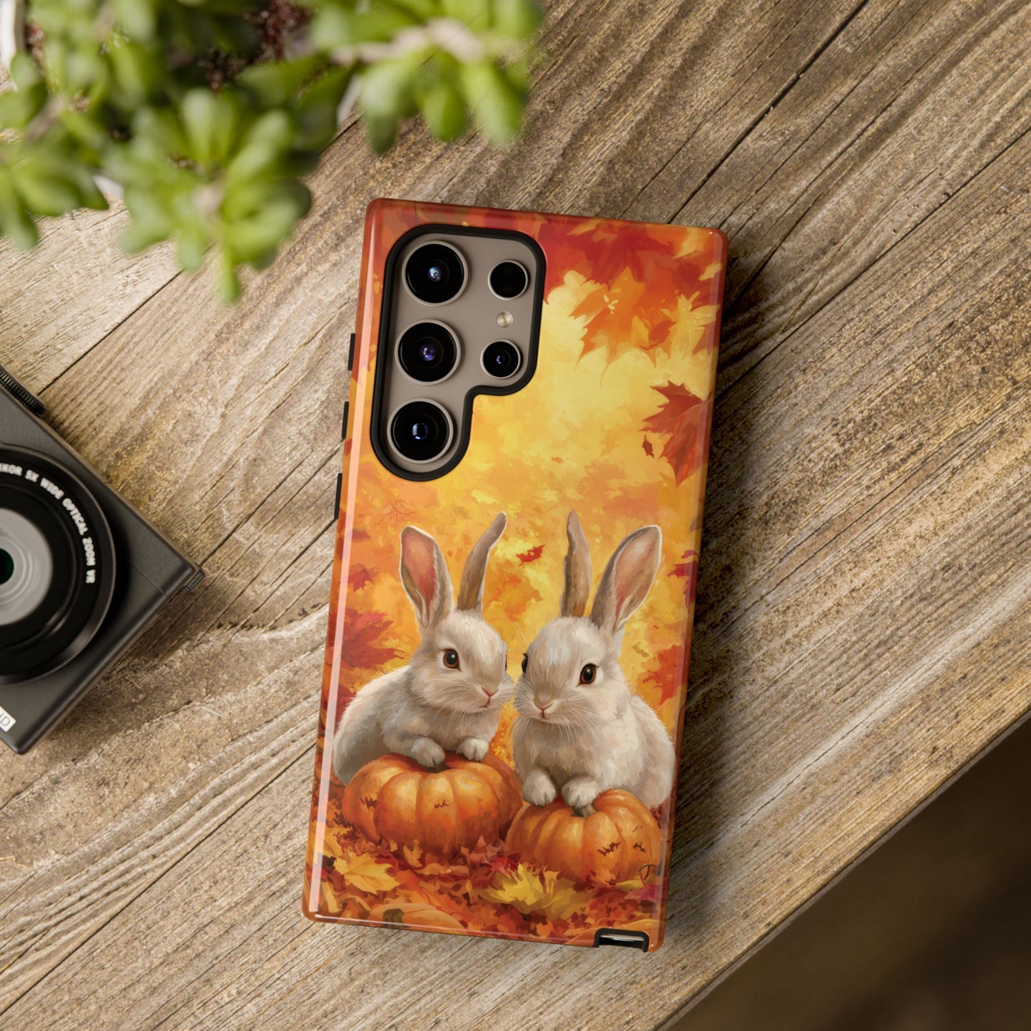 Autumn Rabbits Halloween Case, Tough Case for iPhone, Samsung, Pixel, Fall Leaves Though Case, Phone Case, Stylish Case, Dual Layer Case