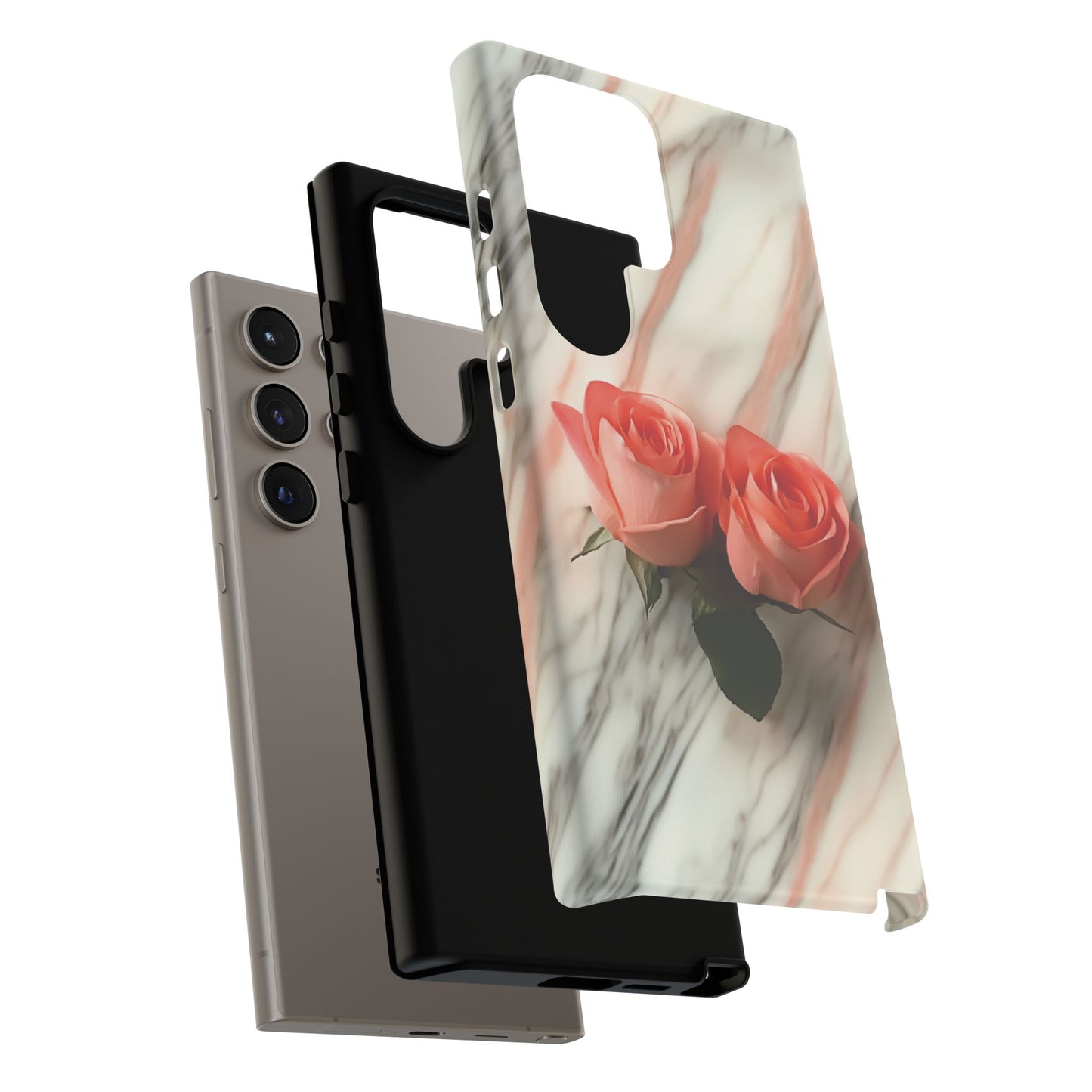 Pink Roses Phone Case - Rose Marble Tough Case