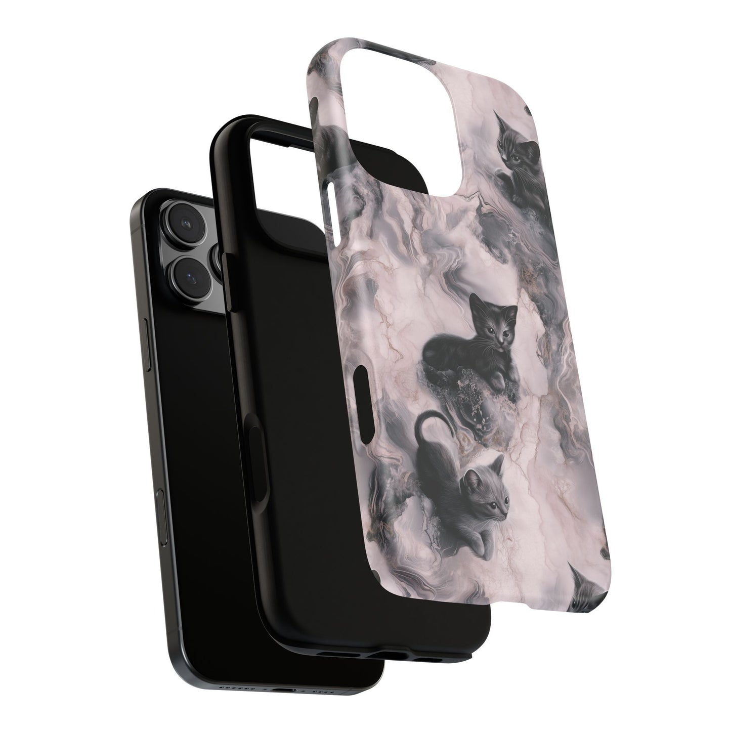 Cats Marble Phone Case - Black Cats Tough Case