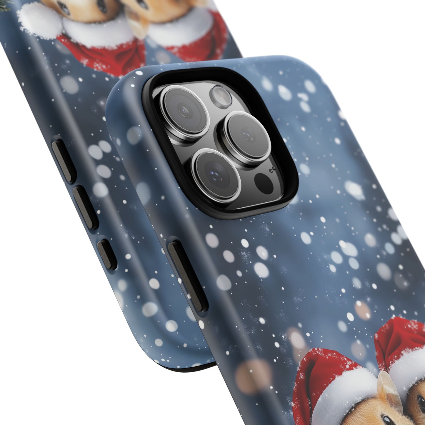 Christmas Hamsters Phone Case, Santa Hat Hamster Mobile Case, Snowy iPhone 16 Pro Max Tough Case, Samsung Galaxy, Pixel, iPhone 15 MagSafe