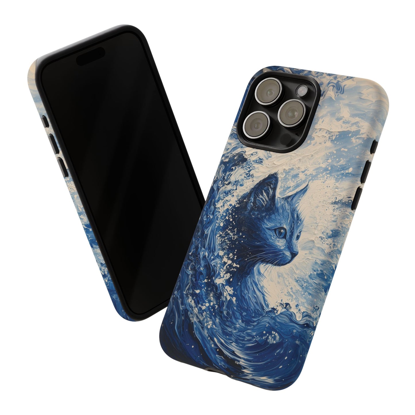 Blue Wave Cat iPhone Case, Kamala Supporter Art Phone Case, Tough Case for iPhone, Samsung, Pixel, Election 2024 Mobile Cover, Harris, Ocean