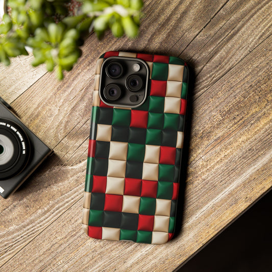 Christmas Pattern Phone Case, Christmas Colors Mobile Case, Festive iPhone 16 Pro Max Tough Case, Samsung Galaxy, Pixel, iPhone 15 MagSafe