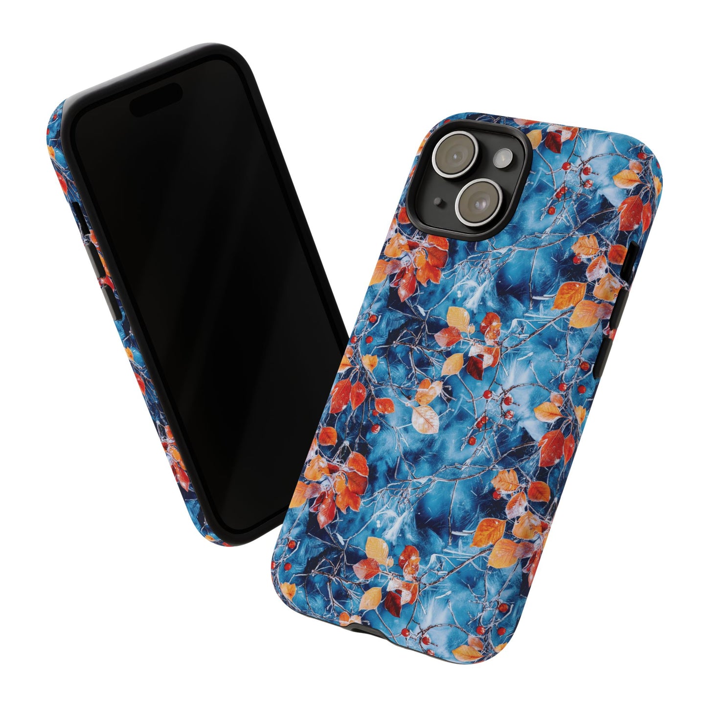 Frozen Leaves Phone Case, Frosty Autumn Mobile Case, Winter Leaves iPhone 16 Pro Max Tough Case, Samsung Galaxy, Pixel, iPhone 15 MagSafe