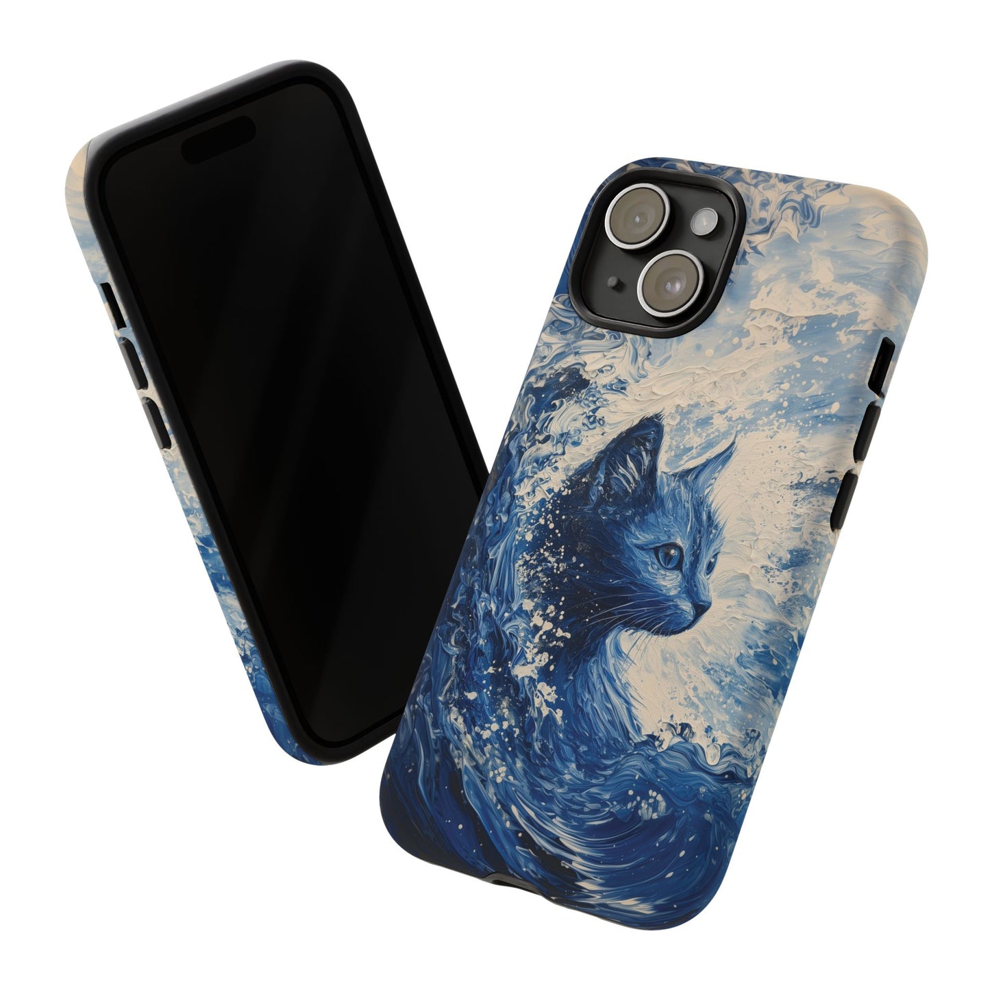 Blue Wave Cat iPhone Case, Kamala Supporter Art Phone Case, Tough Case for iPhone, Samsung, Pixel, Election 2024 Mobile Cover, Harris, Ocean