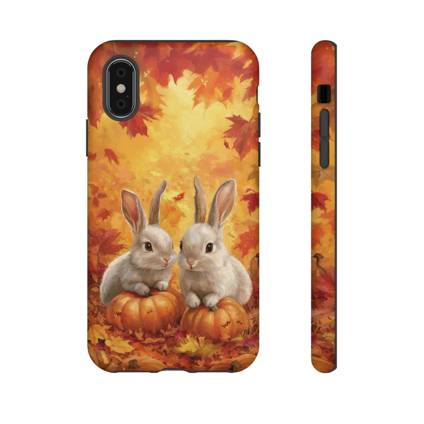 Autumn Rabbits Halloween Case, Tough Case for iPhone, Samsung, Pixel, Fall Leaves Though Case, Phone Case, Stylish Case, Dual Layer Case