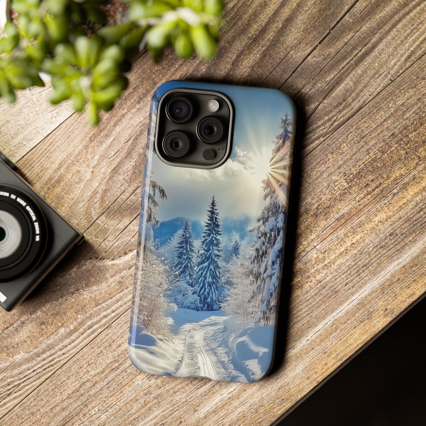 Winter Skiing Phone Case, Snowy Forest Ski Mobile Case, Winter Forest Case, Gift for Skiing Lover, iPhone Tough Case, Samsung Galaxy, Pixel