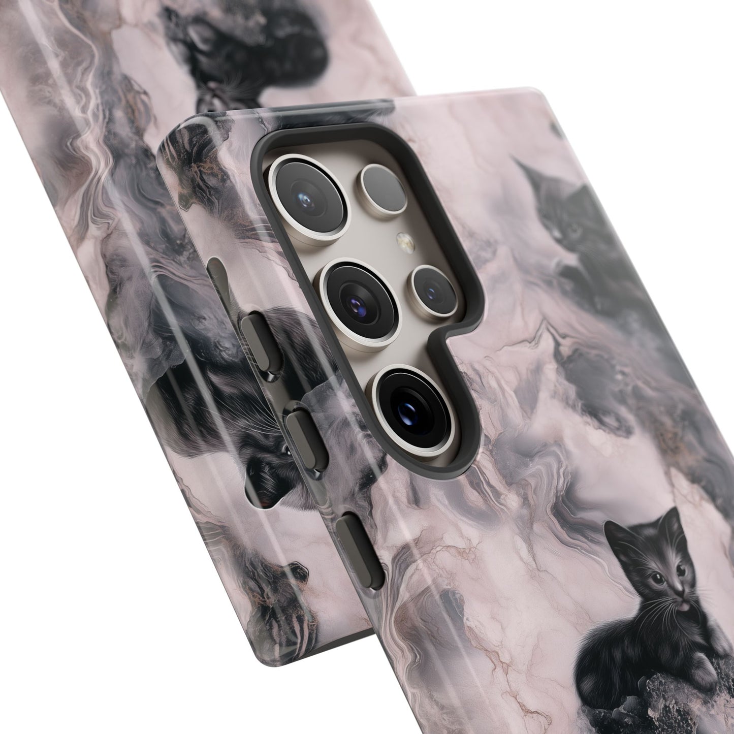 Cats Marble Phone Case - Black Cats Tough Case