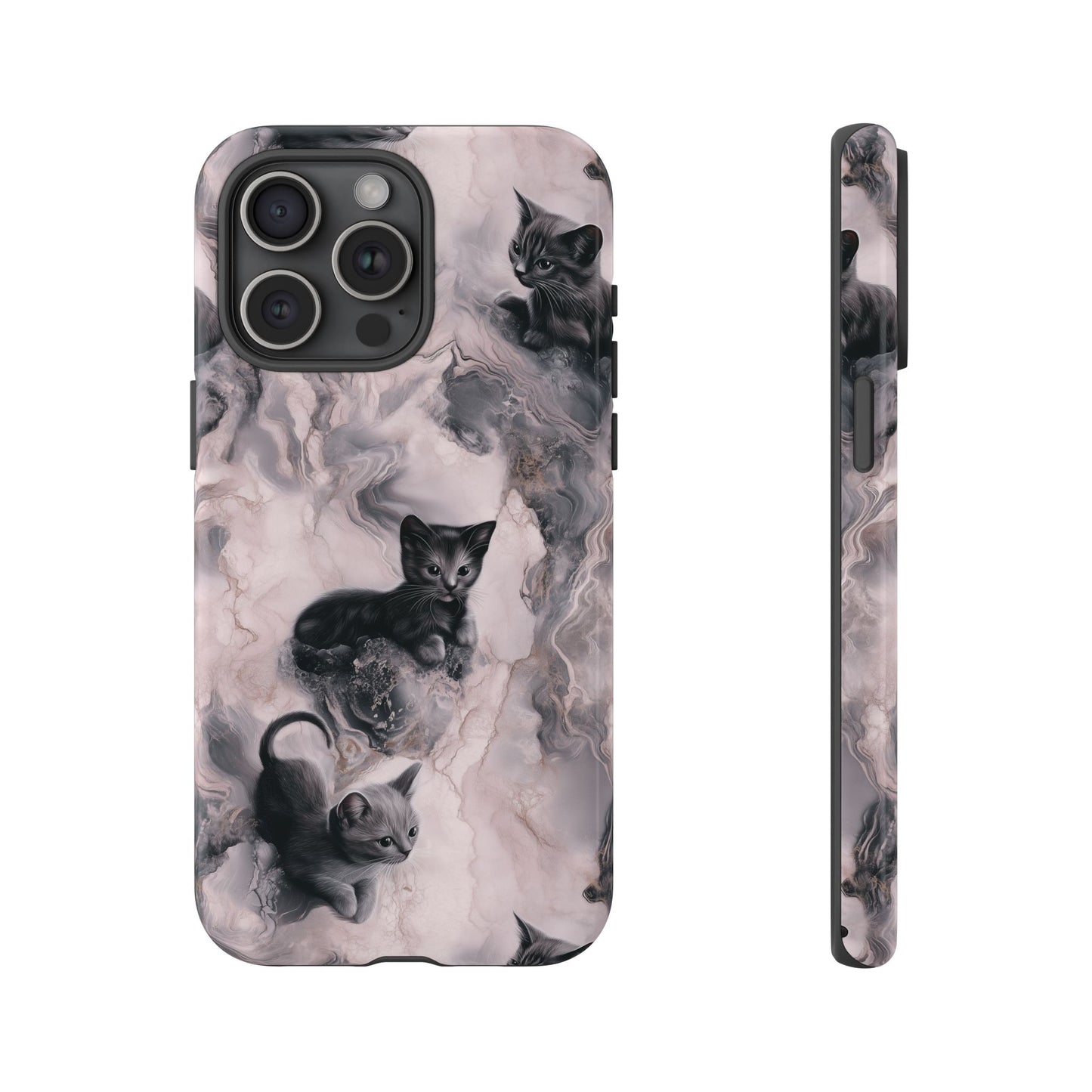 Cats Marble Phone Case - Black Cats Tough Case