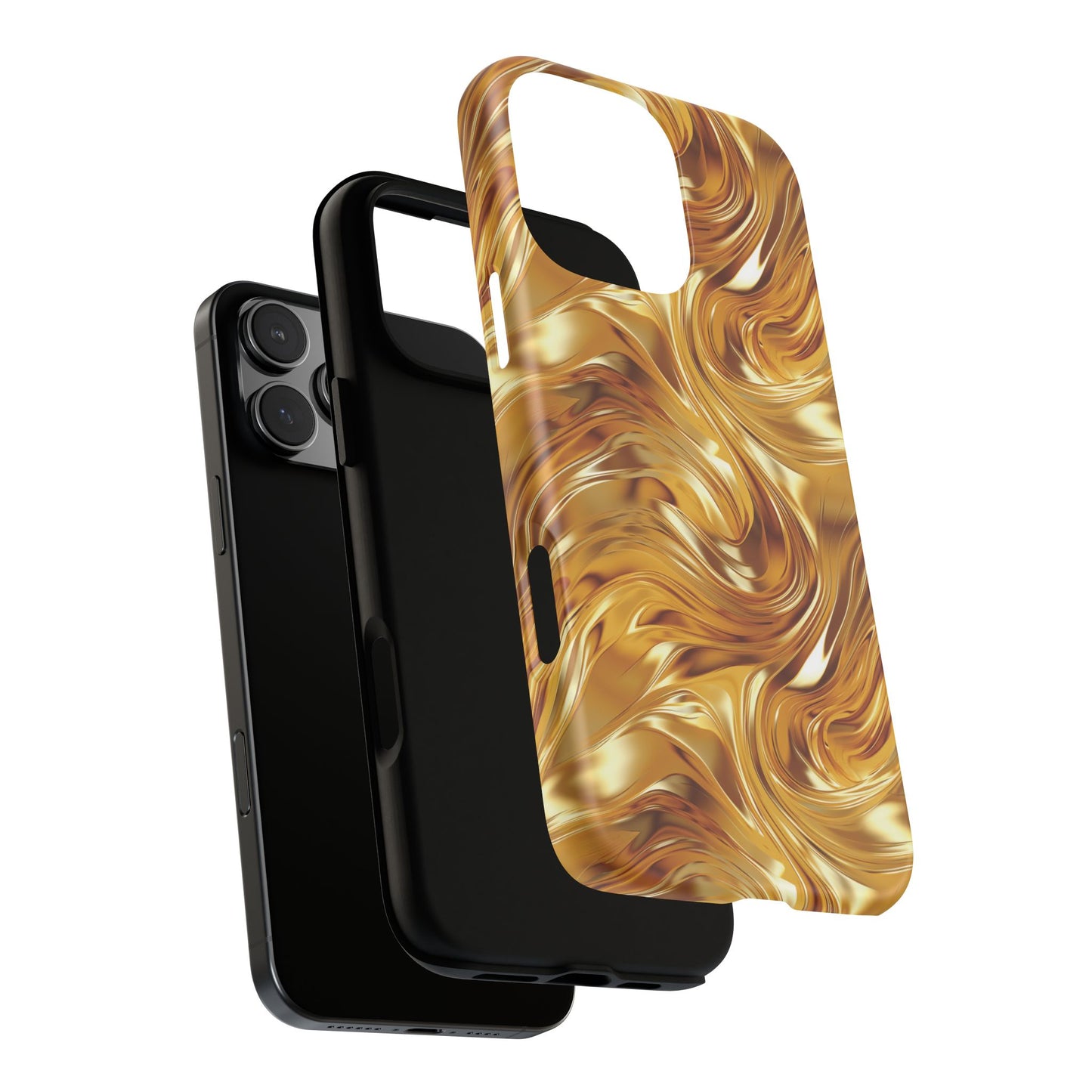 Golden Swirl Phone Case, Luxury Gold Mobile Case, Beautiful iPhone 16 Pro Max Tough Case, Samsung Galaxy, Pixel, Trendy iPhone 15 MagSafe