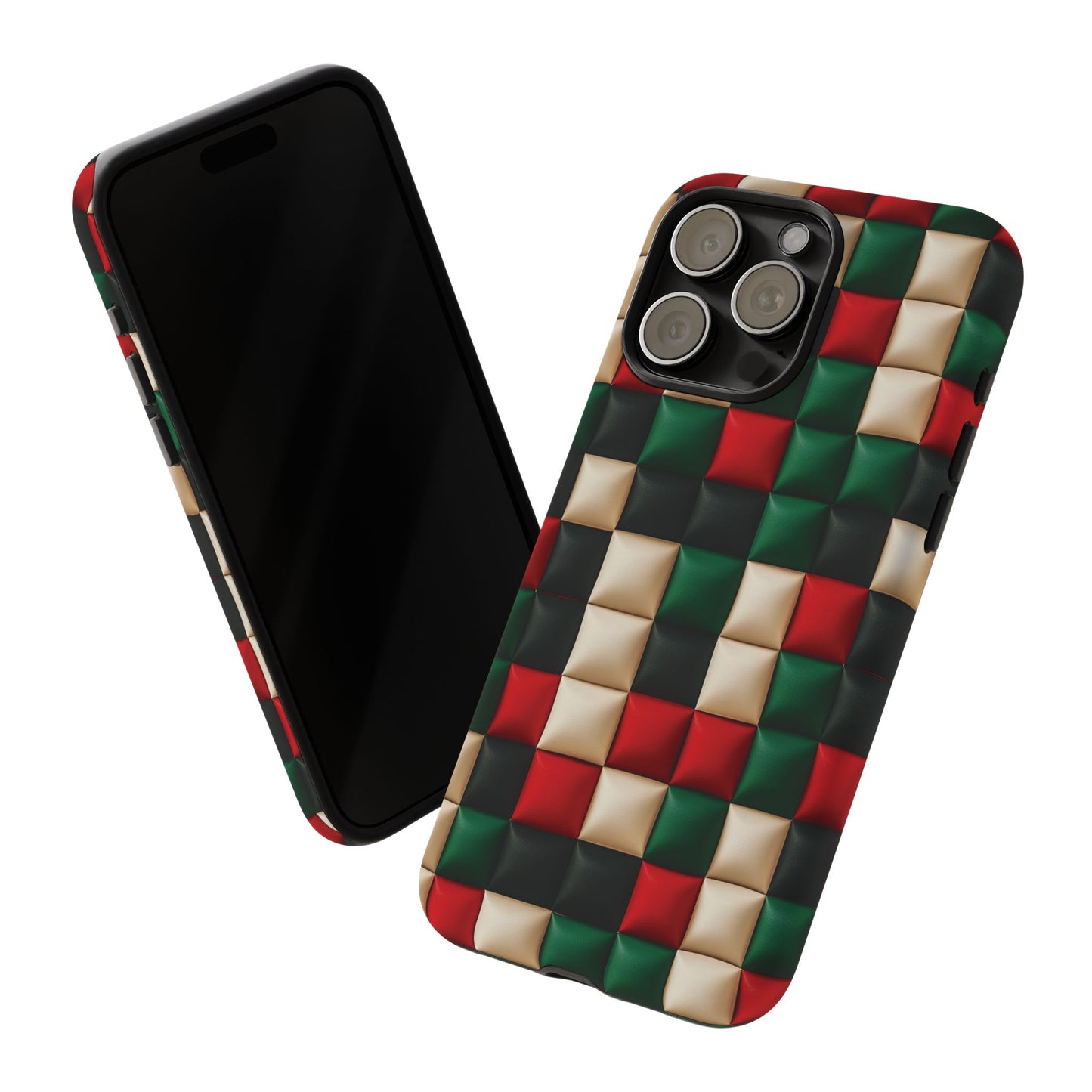 Christmas Pattern Phone Case, Christmas Colors Mobile Case, Festive iPhone 16 Pro Max Tough Case, Samsung Galaxy, Pixel, iPhone 15 MagSafe