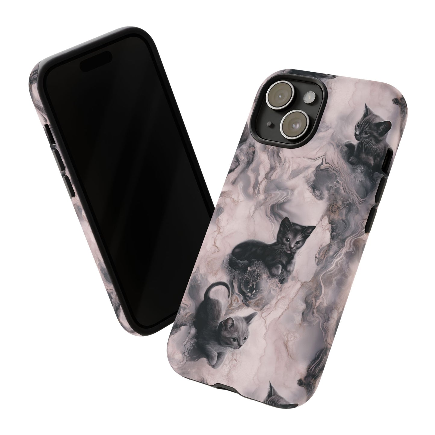 Cats Marble Phone Case - Black Cats Tough Case