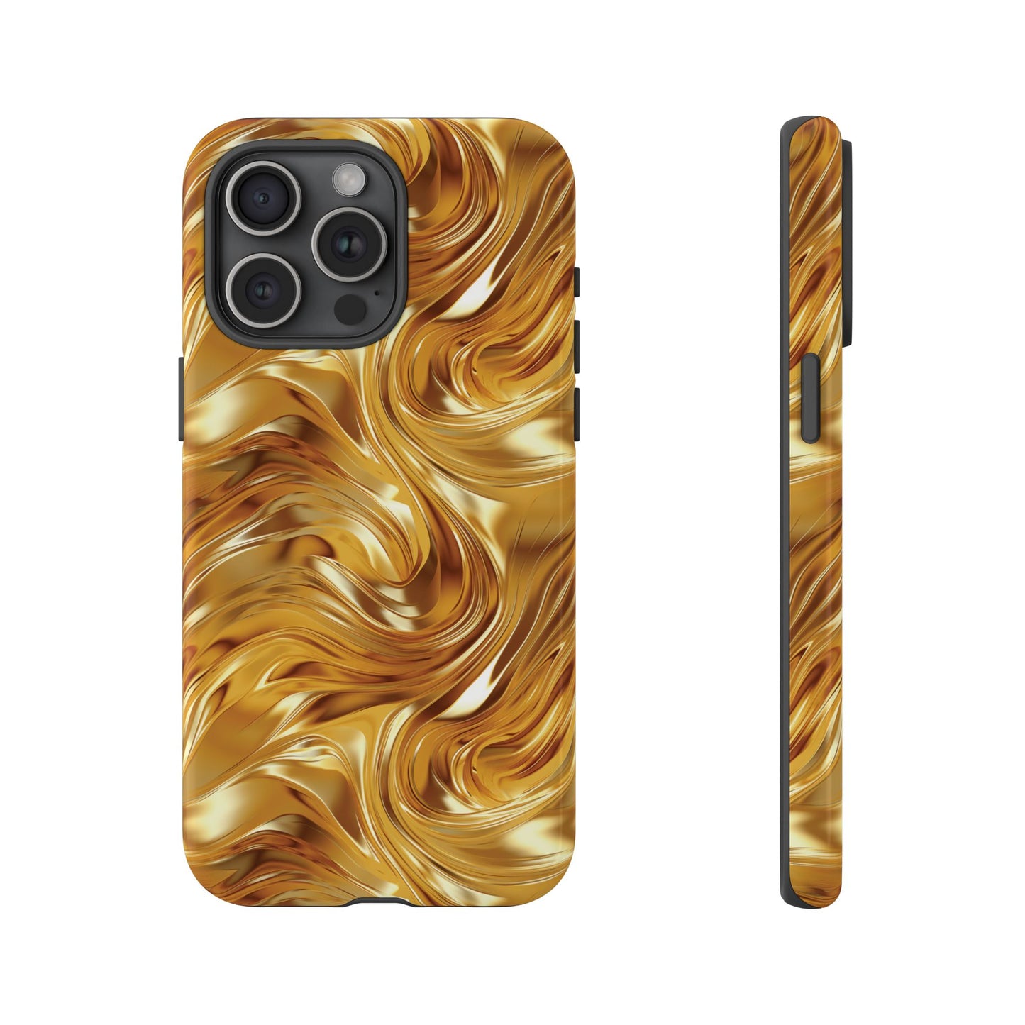 Golden Swirl Phone Case, Luxury Gold Mobile Case, Beautiful iPhone 16 Pro Max Tough Case, Samsung Galaxy, Pixel, Trendy iPhone 15 MagSafe