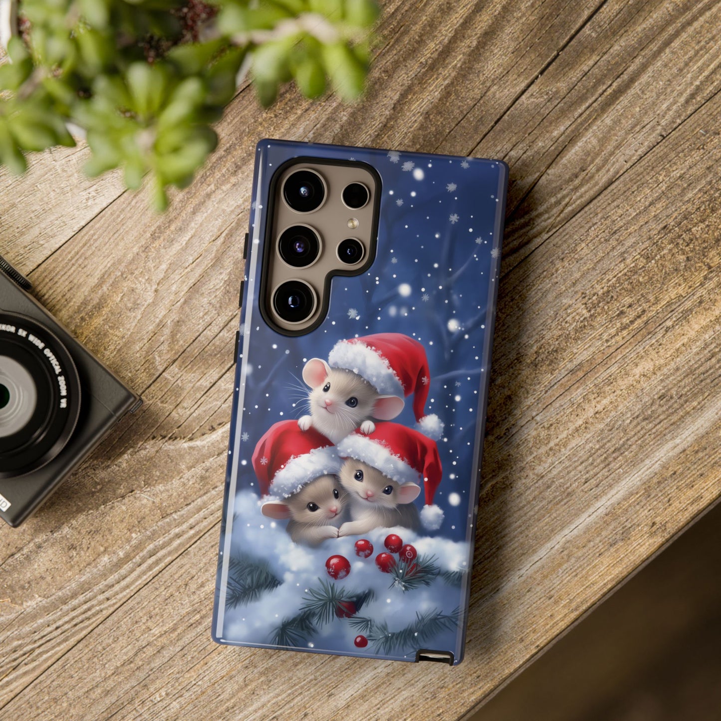 Santa Mice iPhone Case, Christmas Mouse Mobile Case, Snow Mice iPhone 16 Pro Max Tough Case, Samsung Galaxy, Pixel, iPhone 15 MagSafe