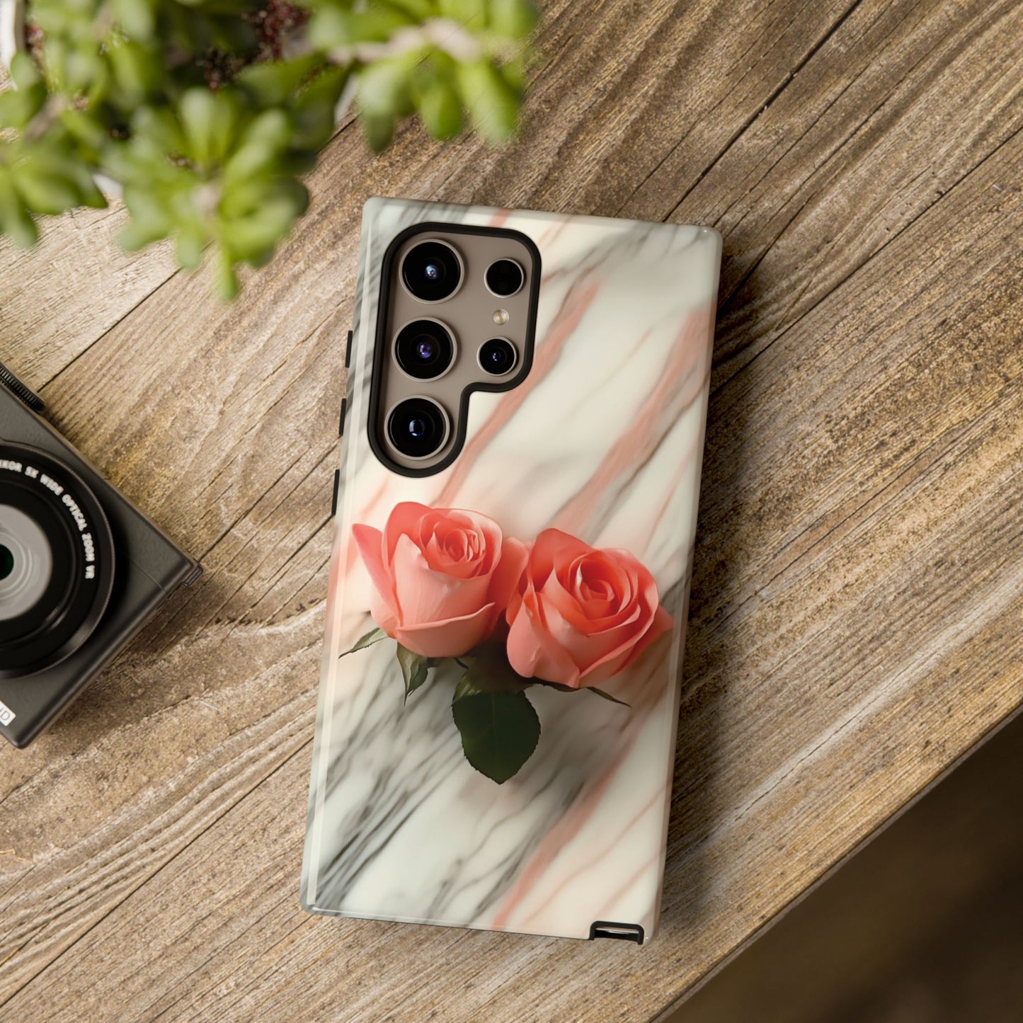 Pink Roses Phone Case - Rose Marble Tough Case