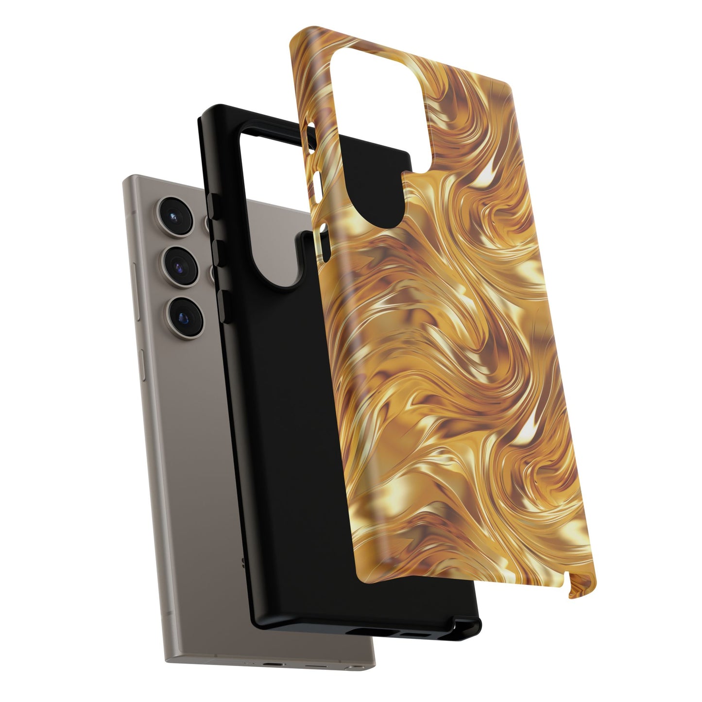 Golden Swirl Phone Case, Luxury Gold Mobile Case, Beautiful iPhone 16 Pro Max Tough Case, Samsung Galaxy, Pixel, Trendy iPhone 15 MagSafe